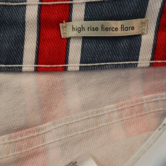 Wrangler Jeans High Rise Fierce Flare Red White Blue Striped Womens Size 12 - Picture 6 of 10